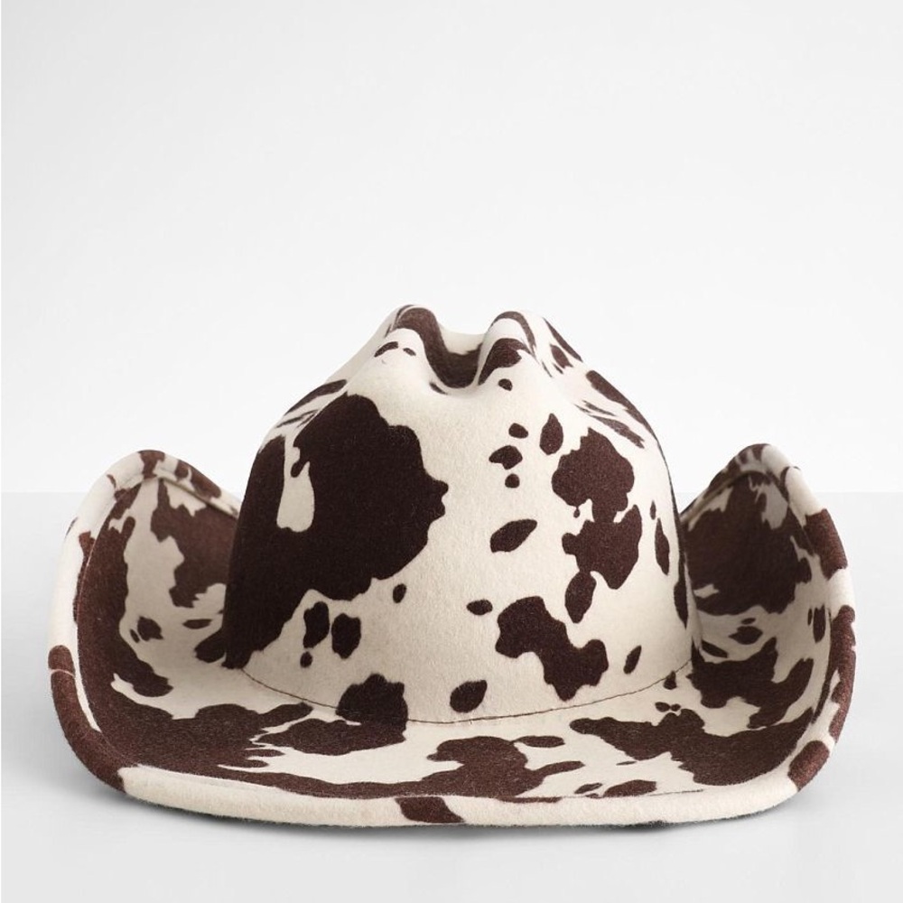 Urban Outfitters wool Brown and White Cow Print Cowboy Hat - Picture 13 of 14
